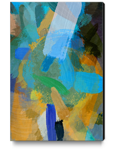 abstract splatter brush stroke painting texture background in blue yellow brown Canvas Print by Timmy333