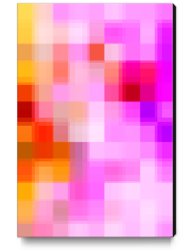 geometric pixel square pattern abstract background in pink purple yellow Canvas Print by Timmy333