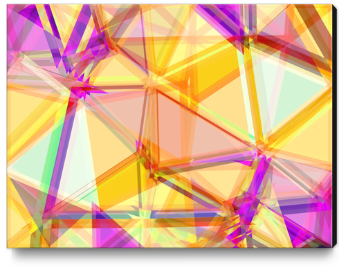 geometric triangle shape abstract background in yellow and purple Canvas Print by Timmy333