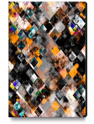 geometric pixel square pattern abstract art in orange brown blue Canvas Print by Timmy333