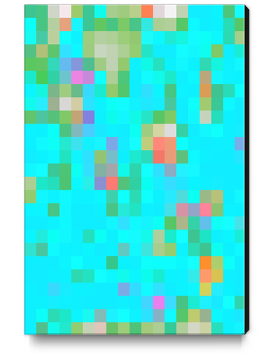 geometric pixel square pattern abstract background in green blue orange Canvas Print by Timmy333