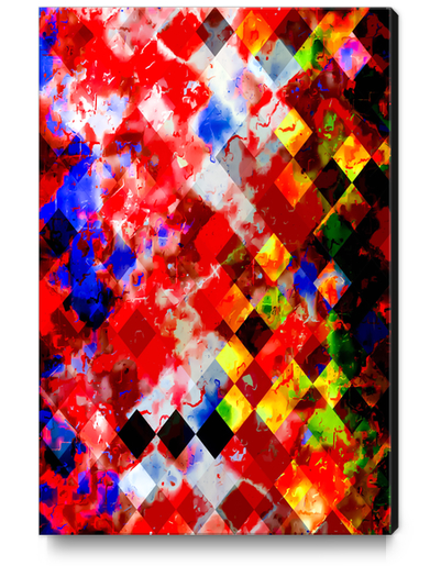 geometric square pixel pattern abstract background in red yellow blue Canvas Print by Timmy333