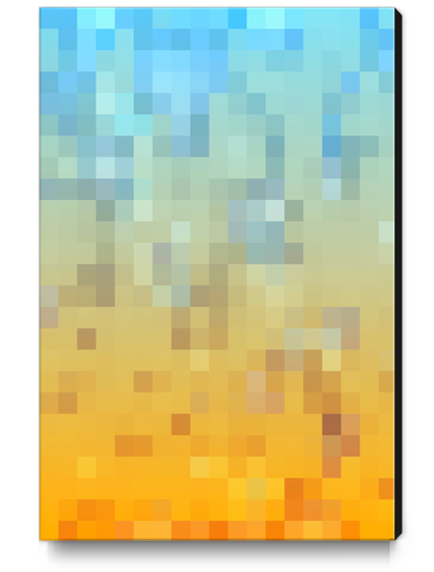 graphic design geometric pixel square pattern abstract background in yellow blue Canvas Print by Timmy333