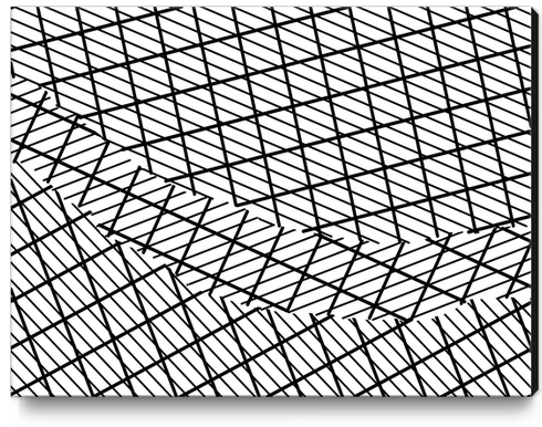 geometric square shape line pattern abstract background in black and white Canvas Print by Timmy333