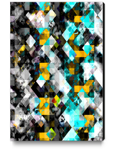 geometric pixel square pattern abstract background in blue yellow black Canvas Print by Timmy333