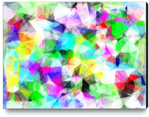 geometric triangle shape pattern abstract in blue pink green yellow Canvas Print by Timmy333