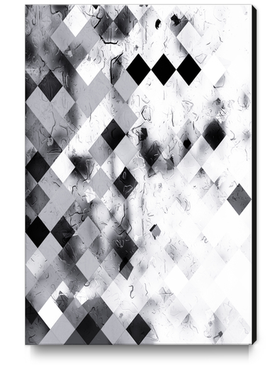 geometric pixel square pattern abstract background in black and white Canvas Print by Timmy333