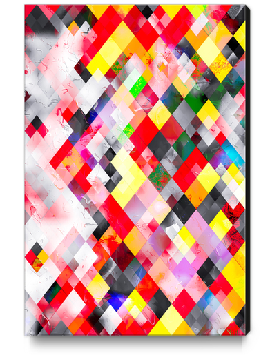 colorful geometric square pixel pattern abstract in red pink yellow Canvas Print by Timmy333