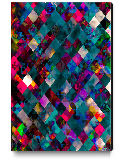 geometric pixel square pattern abstract art in blue pink purple Canvas Print by Timmy333