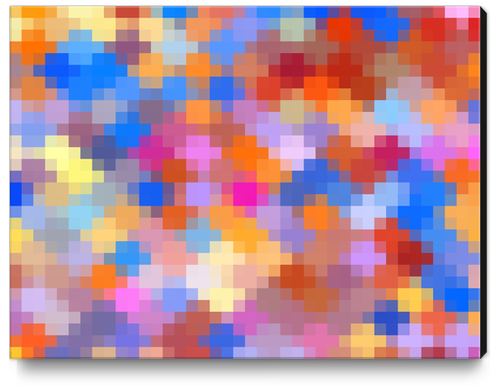 geometric square pixel pattern abstract in pink blue orange Canvas Print by Timmy333