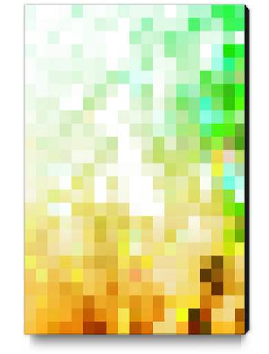 geometric pixel square pattern abstract background in green yellow brown Canvas Print by Timmy333