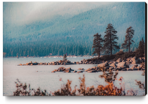 Lake at mountain view background at Lake Tahoe Nevada USA Canvas Print by Timmy333