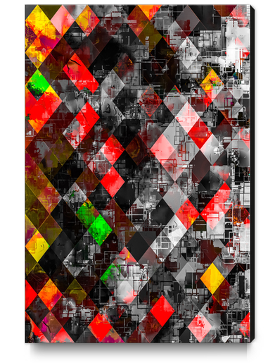 graphic design pixel geometric square pattern abstract background in red yellow green Canvas Print by Timmy333