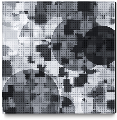 geometric circle pattern abstract in black and white Canvas Print by Timmy333