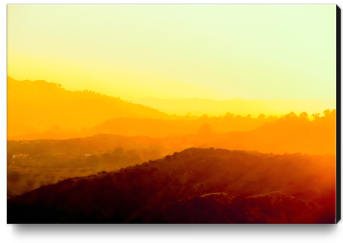 sunset sky in summer with silhouette mountains view at Los Angeles, USA Canvas Print by Timmy333