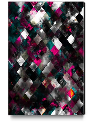 graphic design geometric pixel square pattern abstract background in pink blue black Canvas Print by Timmy333