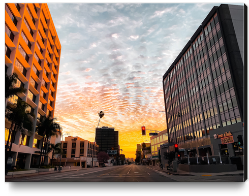 city sunrise at Encino, Los Angeles, USA Canvas Print by Timmy333