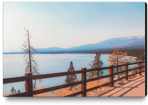 Lake view at Lake Tahoe Nevada USA with mountain background Canvas Print by Timmy333