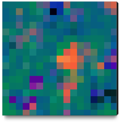 graphic design geometric pixel square pattern abstract in green blue orange Canvas Print by Timmy333