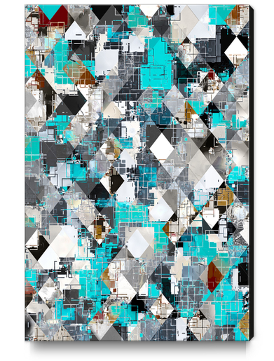 geometric pixel square pattern abstract background in blue brown Canvas Print by Timmy333