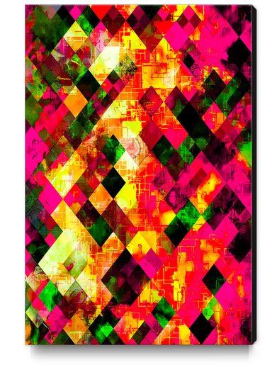 geometric pixel square pattern abstract background in pink orange red yellow Canvas Print by Timmy333