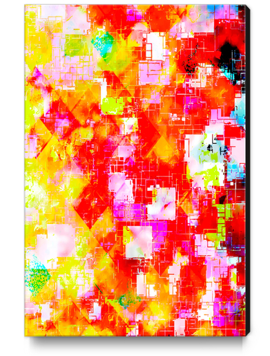 geometric pixel square pattern abstract background in red pink yellow Canvas Print by Timmy333