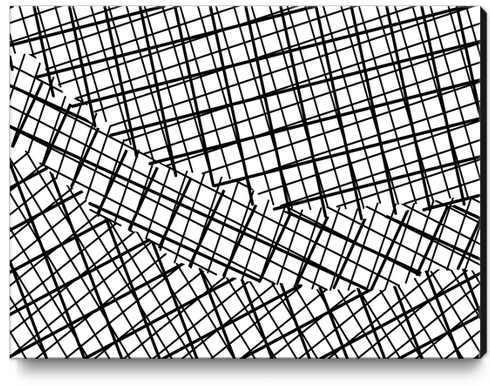 geometric square line pattern abstract background in black and white Canvas Print by Timmy333