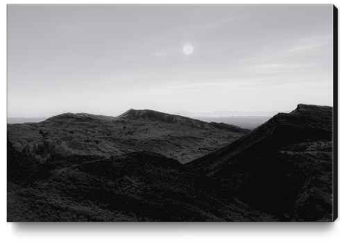 mountain in the desert at Red rock canyon state park California in black and white Canvas Print by Timmy333