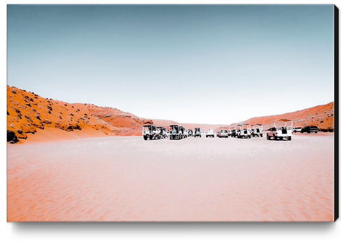 Sandy desert with blue sky at Antelope Canyon, Arizona, USA Canvas Print by Timmy333