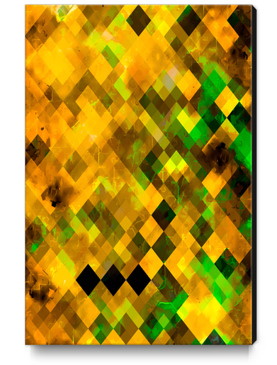 geometric square pixel pattern abstract background in brown green yellow Canvas Print by Timmy333