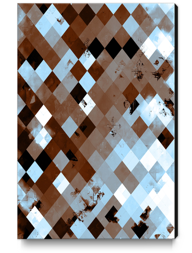 geometric pixel square pattern abstract background in brown blue Canvas Print by Timmy333