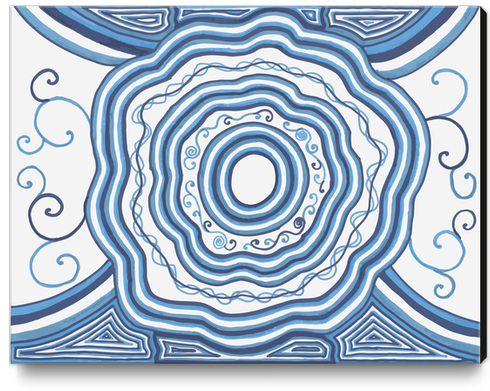 Blue Flower Mandala Canvas Print by ShinyJill