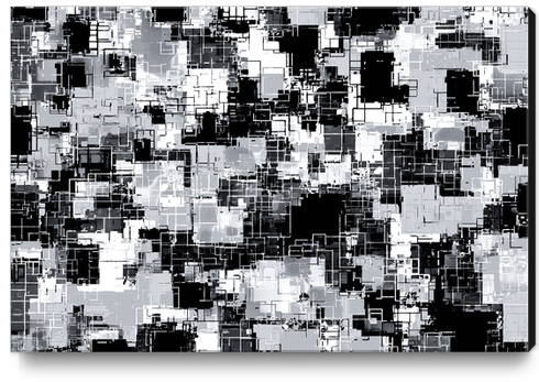 geometric pixel square pattern abstract background in black and white Canvas Print by Timmy333