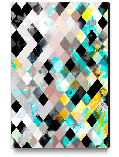 geometric pixel square pattern abstract background in blue yellow green Canvas Print by Timmy333