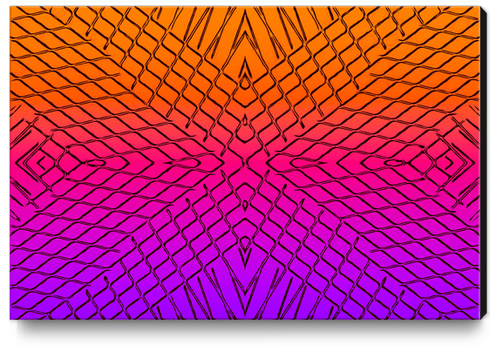 geometric symmetry line pattern abstract in orange purple pink Canvas Print by Timmy333