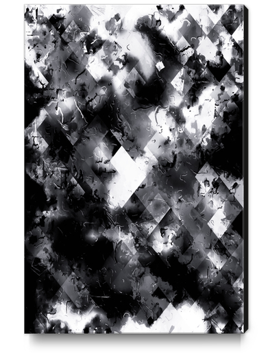 graphic design pixel geometric square pattern abstract background in black and white Canvas Print by Timmy333