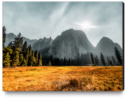 mountains with blue cloudy sky at Yosemite national park California USA Canvas Print by Timmy333