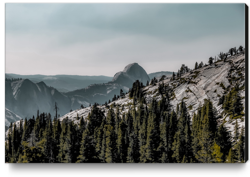 mountains with blue cloudy sky at Yosemite national park California USA Canvas Print by Timmy333