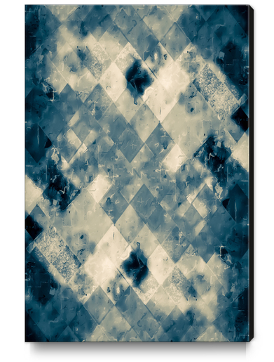 vintage geometric square pixel pattern abstract background in blue Canvas Print by Timmy333