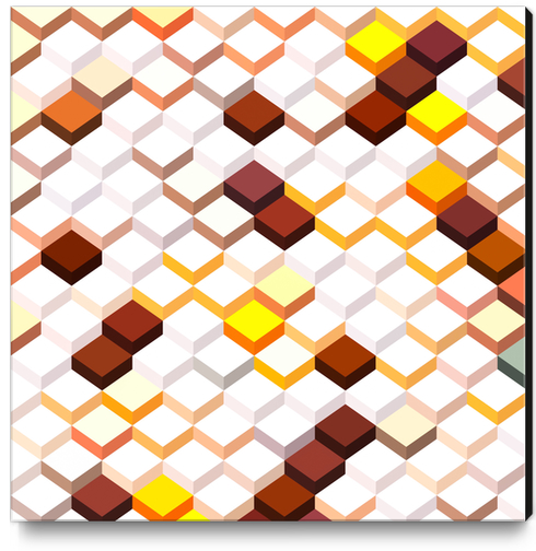 geometric square cube pattern abstract background in brown yellow Canvas Print by Timmy333