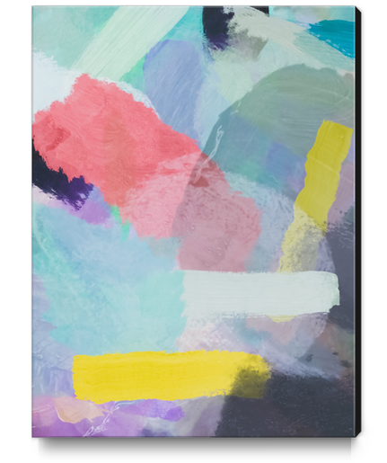 brush painting texture abstract background in pink blue yellow Canvas Print by Timmy333