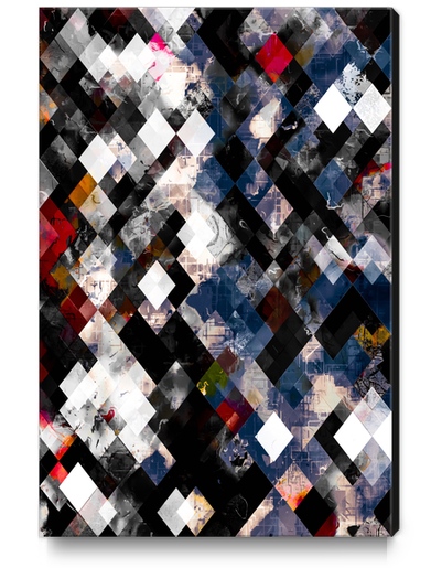 geometric pixel square pattern abstract background in blue red black Canvas Print by Timmy333