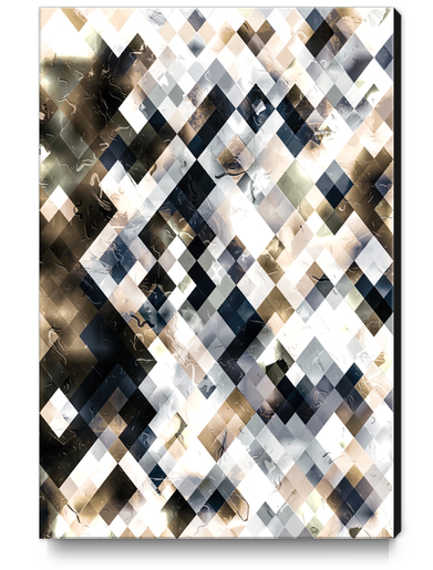 geometric square pixel pattern abstract art in brown and black Canvas Print by Timmy333