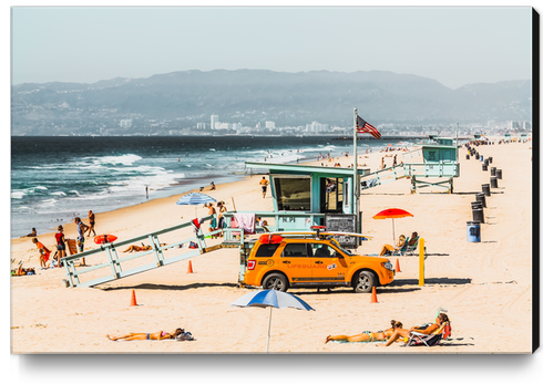 sandy beach in summer at Manhattan beach California USA Canvas Print by Timmy333