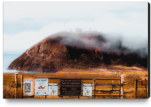 mountain with foggy sky at Big Sur, highway 1, California, USA Canvas Print by Timmy333