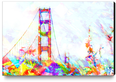 Golden Gate Bridge, San Francisco, USA with painting abstract Canvas Print by Timmy333