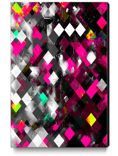 geometric pixel square pattern abstract background in pink blue Canvas Print by Timmy333