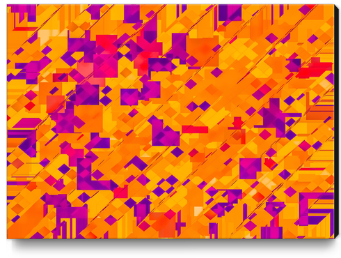 geometric square pixel pattern abstract background in orange purple blue Canvas Print by Timmy333