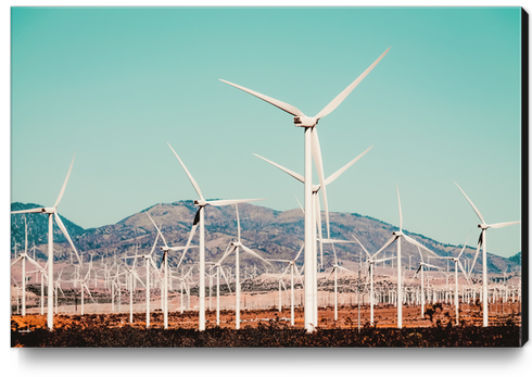 Wind turbine in the desert at Kern County California USA Canvas Print by Timmy333