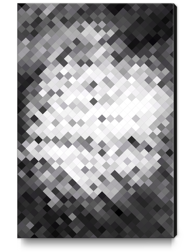 graphic design pixel geometric square pattern abstract background in black and white Canvas Print by Timmy333